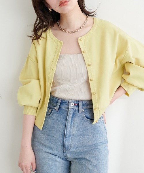natural couture(ナチュラルクチュール)の「お家で洗えるころん金釦カーディガン(カーディガン/ボレロ・レディース・オフホワイト/グレイッシュベージュ/ブラック/ミント/イエロー/その他1・FREE)」の5枚目の写真