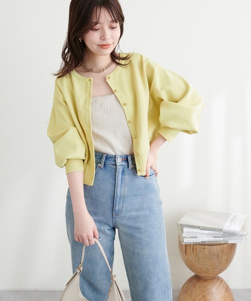 natural couture(ナチュラルクチュール)の「お家で洗えるころん金釦カーディガン(カーディガン/ボレロ・レディース・オフホワイト/グレイッシュベージュ/ブラック/ミント/イエロー/その他1・FREE)」の9枚目の写真