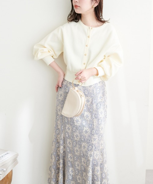 natural couture(ナチュラルクチュール)の「お家で洗えるころん金釦カーディガン(カーディガン/ボレロ・レディース・オフホワイト/グレイッシュベージュ/ブラック/ミント/イエロー/その他1・FREE)」の13枚目の写真