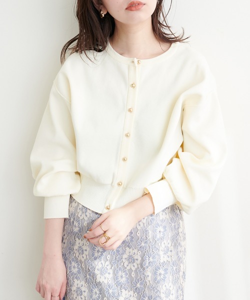 natural couture(ナチュラルクチュール)の「お家で洗えるころん金釦カーディガン(カーディガン/ボレロ・レディース・オフホワイト/グレイッシュベージュ/ブラック/ミント/イエロー/その他1・FREE)」の12枚目の写真