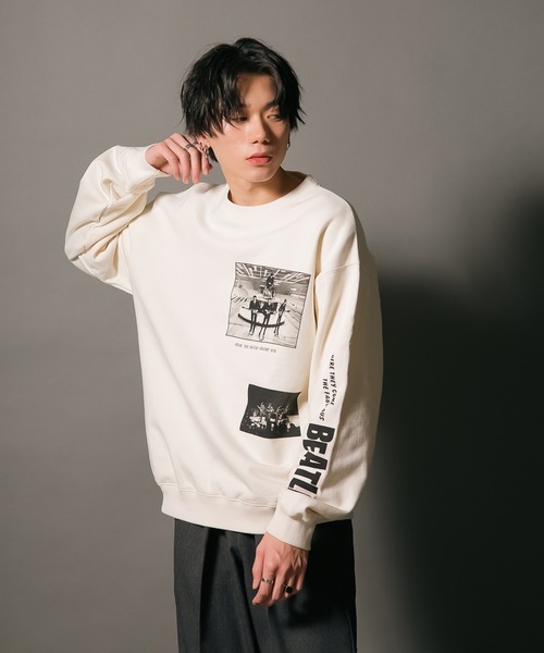 The Beatles(ザビートルズ)の「【THE BEATLES/ザ・ビートルズ】フォトプリント バックプリント 裏毛 クルートレーナー スウェット ツアー バンド 古着 60年代 70年代 80年代(スウェット・メンズ・オフホワイト/チャコールグレー/グレー・LARGE/MEDIUM)」の10枚目の写真