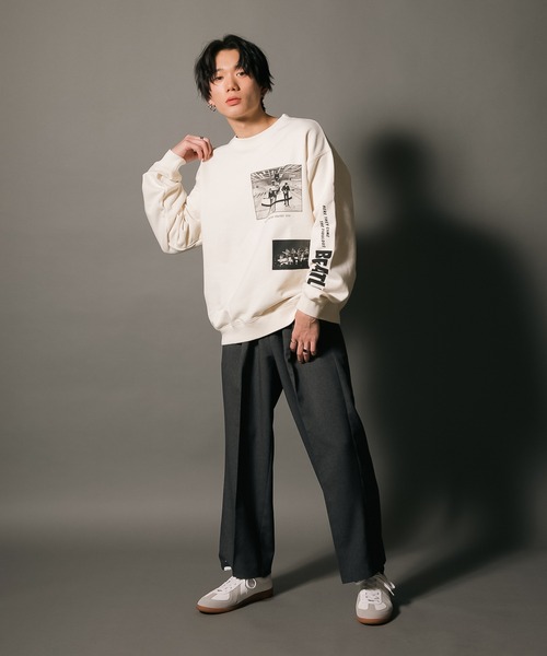 The Beatles(ザビートルズ)の「【THE BEATLES/ザ・ビートルズ】フォトプリント バックプリント 裏毛 クルートレーナー スウェット ツアー バンド 古着 60年代 70年代 80年代(スウェット・メンズ・オフホワイト/チャコールグレー/グレー・LARGE/MEDIUM)」の6枚目の写真