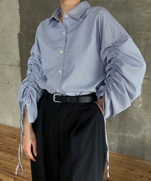 cona(コナ)の「シャーリングスリーブストライプシャツ(シャツ/ブラウス・レディース・ホワイト×ブルー/ホワイト×グリーン・FREE)」の22枚目の写真
