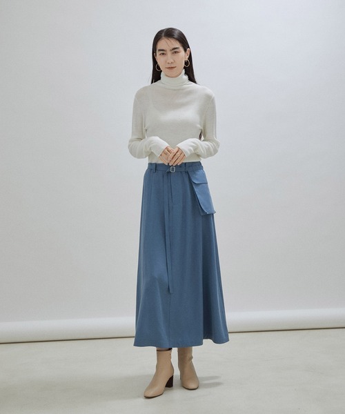 SALON adam et rope'(サロン アダム エ ロペ)の「【セットアップ対応・サステナブル】【洗える】2WAYロングフレアースカート(スカート・レディース・ネイビー/ブルー系その他4・FREE)」の7枚目の写真