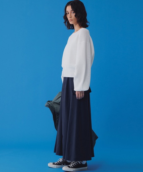 SALON adam et rope'(サロン アダム エ ロペ)の「【セットアップ対応・サステナブル】【洗える】2WAYロングフレアースカート(スカート・レディース・ネイビー/ブルー系その他4・FREE)」の18枚目の写真
