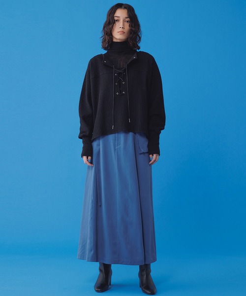 SALON adam et rope'(サロン アダム エ ロペ)の「【セットアップ対応・サステナブル】【洗える】2WAYロングフレアースカート(スカート・レディース・ネイビー/ブルー系その他4・FREE)」の19枚目の写真