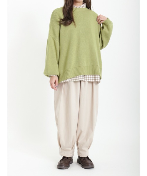 Samansa Mos2(サマンサ モスモス)の「【アンチピリング】前後2WAYオーバーサイズニット(ニット/セーター・レディース・ブラック/キナリ/ベージュ/グリーン/レッド/ブラウン・フリ-)」の20枚目の写真