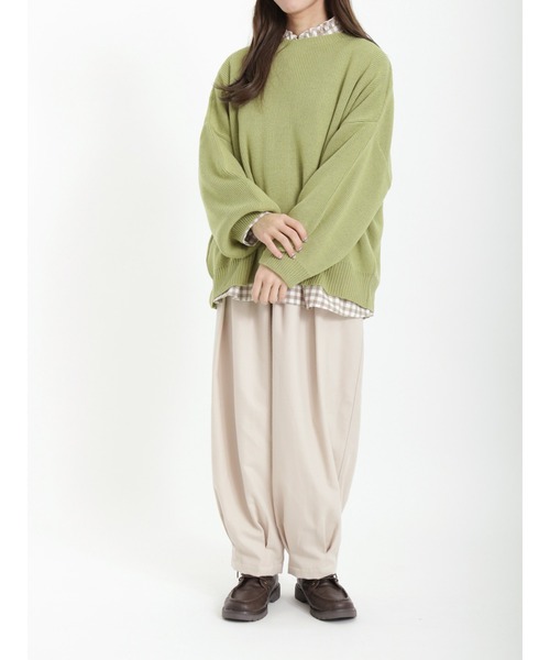 Samansa Mos2(サマンサ モスモス)の「【アンチピリング】前後2WAYオーバーサイズニット(ニット/セーター・レディース・ブラック/キナリ/ベージュ/グリーン/レッド/ブラウン・フリ-)」の21枚目の写真