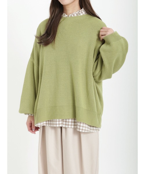 Samansa Mos2(サマンサ モスモス)の「【アンチピリング】前後2WAYオーバーサイズニット(ニット/セーター・レディース・ブラック/キナリ/ベージュ/グリーン/レッド/ブラウン・フリ-)」の22枚目の写真