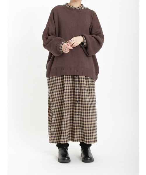 Samansa Mos2(サマンサ モスモス)の「【アンチピリング】前後2WAYオーバーサイズニット(ニット/セーター・レディース・ブラック/キナリ/ベージュ/グリーン/レッド/ブラウン・フリ-)」の17枚目の写真