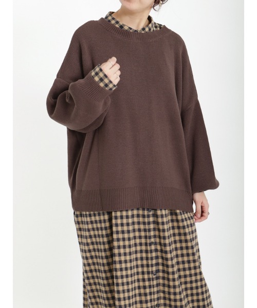 Samansa Mos2(サマンサ モスモス)の「【アンチピリング】前後2WAYオーバーサイズニット(ニット/セーター・レディース・ブラック/キナリ/ベージュ/グリーン/レッド/ブラウン・フリ-)」の19枚目の写真