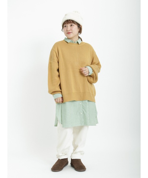 Samansa Mos2(サマンサ モスモス)の「【アンチピリング】前後2WAYオーバーサイズニット(ニット/セーター・レディース・ブラック/キナリ/ベージュ/グリーン/レッド/ブラウン・フリ-)」の10枚目の写真