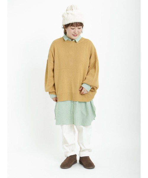 Samansa Mos2(サマンサ モスモス)の「【アンチピリング】前後2WAYオーバーサイズニット(ニット/セーター・レディース・ブラック/キナリ/ベージュ/グリーン/レッド/ブラウン・フリ-)」の11枚目の写真