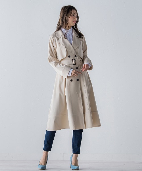 QUEENS COURT(クイーンズコート)の「デニムシャンブレートレンチコート(トレンチコート・レディース・ピンク/ベージュ/ネイビー・S/M)」の4枚目の写真