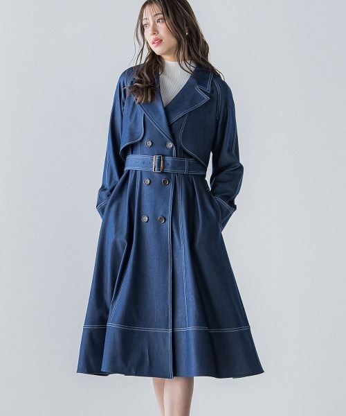 QUEENS COURT(クイーンズコート)の「デニムシャンブレートレンチコート(トレンチコート・レディース・ピンク/ベージュ/ネイビー・S/M)」の6枚目の写真