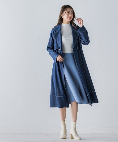 QUEENS COURT(クイーンズコート)の「デニムシャンブレートレンチコート(トレンチコート・レディース・ピンク/ベージュ/ネイビー・S/M)」の7枚目の写真