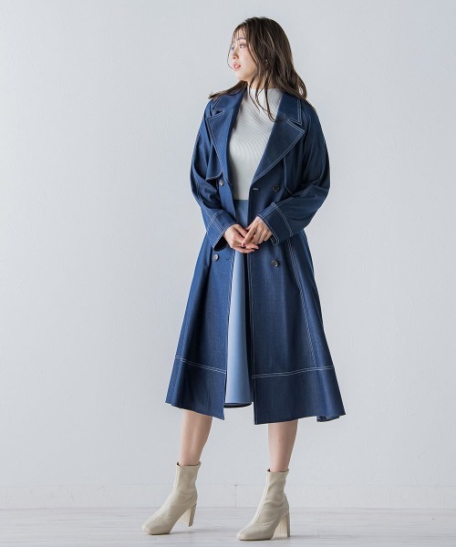 QUEENS COURT(クイーンズコート)の「デニムシャンブレートレンチコート(トレンチコート・レディース・ピンク/ベージュ/ネイビー・S/M)」の8枚目の写真