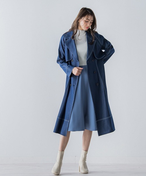 QUEENS COURT(クイーンズコート)の「デニムシャンブレートレンチコート(トレンチコート・レディース・ピンク/ベージュ/ネイビー・S/M)」の9枚目の写真