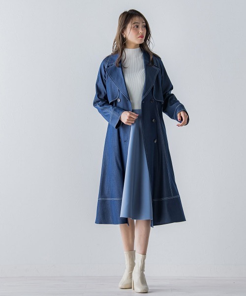 QUEENS COURT(クイーンズコート)の「デニムシャンブレートレンチコート(トレンチコート・レディース・ピンク/ベージュ/ネイビー・S/M)」の10枚目の写真