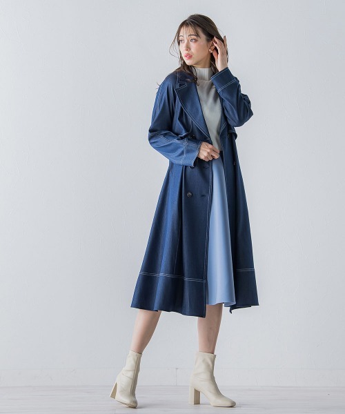 QUEENS COURT(クイーンズコート)の「デニムシャンブレートレンチコート(トレンチコート・レディース・ピンク/ベージュ/ネイビー・S/M)」の11枚目の写真