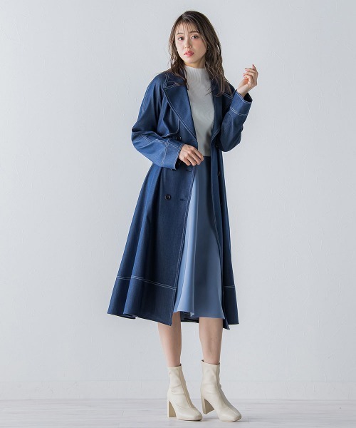 QUEENS COURT(クイーンズコート)の「デニムシャンブレートレンチコート(トレンチコート・レディース・ピンク/ベージュ/ネイビー・S/M)」の12枚目の写真