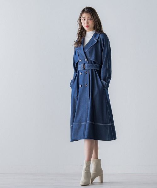 QUEENS COURT(クイーンズコート)の「デニムシャンブレートレンチコート(トレンチコート・レディース・ピンク/ベージュ/ネイビー・S/M)」の14枚目の写真