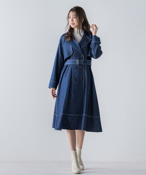 QUEENS COURT(クイーンズコート)の「デニムシャンブレートレンチコート(トレンチコート・レディース・ピンク/ベージュ/ネイビー・S/M)」の15枚目の写真
