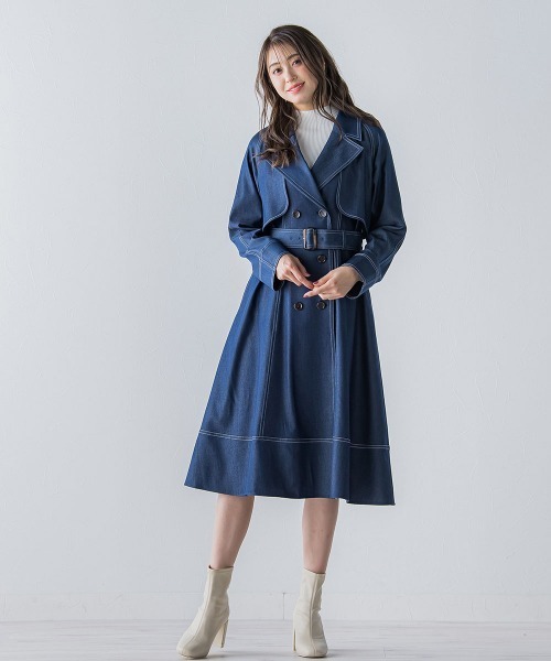 QUEENS COURT(クイーンズコート)の「デニムシャンブレートレンチコート(トレンチコート・レディース・ピンク/ベージュ/ネイビー・S/M)」の16枚目の写真