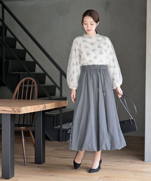 rps(アールピーエス)の「チュール刺繍マオカラーボリューム袖ブラウス(シャツ/ブラウス・レディース・ブラック/オフホワイト/アイボリー・フリー)」の12枚目の写真