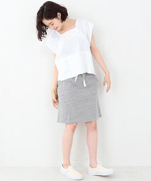 les Briqu'a braque（レブリカブラック）の「○les Briqu’a braque / スクエアネック レース ショートスリーブ（Tシャツ/カットソー・レディース・ホワイト/ネイビー・ONE SIZE）」の14枚目の写真