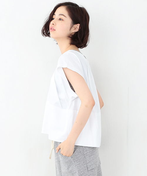 les Briqu'a braque（レブリカブラック）の「○les Briqu’a braque / スクエアネック レース ショートスリーブ（Tシャツ/カットソー・レディース・ホワイト/ネイビー・ONE SIZE）」の17枚目の写真