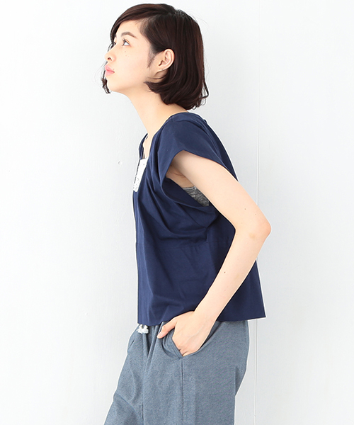 les Briqu'a braque（レブリカブラック）の「○les Briqu’a braque / スクエアネック レース ショートスリーブ（Tシャツ/カットソー・レディース・ホワイト/ネイビー・ONE SIZE）」の18枚目の写真