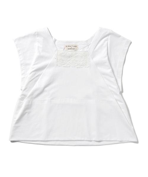 les Briqu'a braque（レブリカブラック）の「○les Briqu’a braque / スクエアネック レース ショートスリーブ（Tシャツ/カットソー・レディース・ホワイト/ネイビー・ONE SIZE）」の3枚目の写真