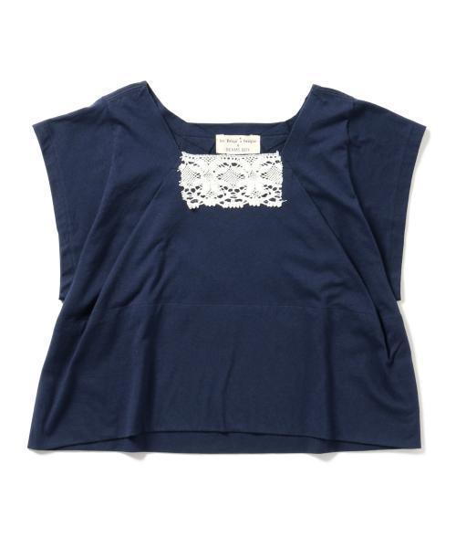 les Briqu'a braque（レブリカブラック）の「○les Briqu’a braque / スクエアネック レース ショートスリーブ（Tシャツ/カットソー・レディース・ホワイト/ネイビー・ONE SIZE）」の4枚目の写真
