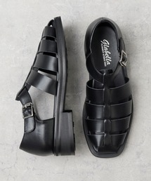 スクエアトゥ ヒールアップ グルカサンダル / フェイクレザー サンダル