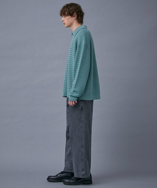 PUBLIC TOKYO（パブリックトウキョウ）の「ウエーブスキッパーニットポロ（ニット/セーター・メンズ・ブラック/ミント・FREE）」の10枚目の写真