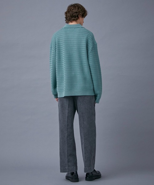 PUBLIC TOKYO（パブリックトウキョウ）の「ウエーブスキッパーニットポロ（ニット/セーター・メンズ・ブラック/ミント・FREE）」の5枚目の写真