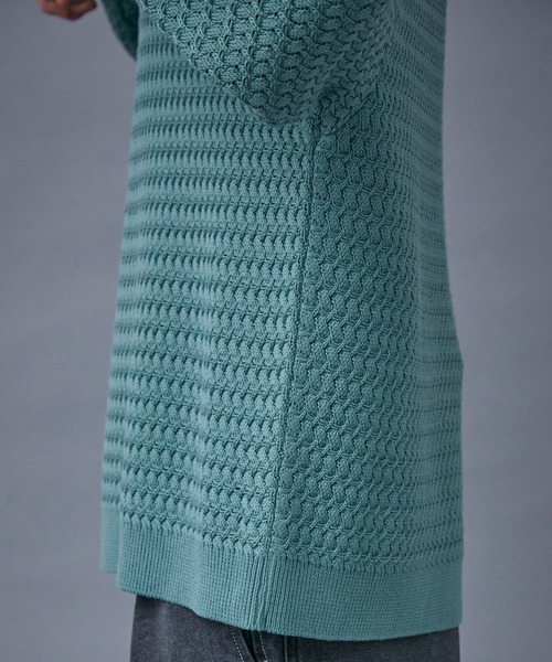 PUBLIC TOKYO（パブリックトウキョウ）の「ウエーブスキッパーニットポロ（ニット/セーター・メンズ・ブラック/ミント・FREE）」の7枚目の写真