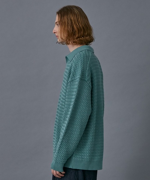 PUBLIC TOKYO（パブリックトウキョウ）の「ウエーブスキッパーニットポロ（ニット/セーター・メンズ・ブラック/ミント・FREE）」の16枚目の写真