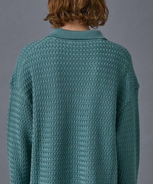 PUBLIC TOKYO（パブリックトウキョウ）の「ウエーブスキッパーニットポロ（ニット/セーター・メンズ・ブラック/ミント・FREE）」の21枚目の写真