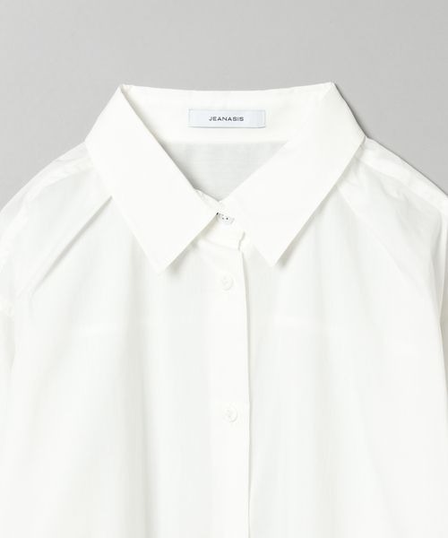 JEANASIS（ジーナシス）の「カットオフレギュラーショートシャツ/191466（シャツ/ブラウス・レディース・ホワイト/ネイビー系/ブルー・FREE）」の4枚目の写真