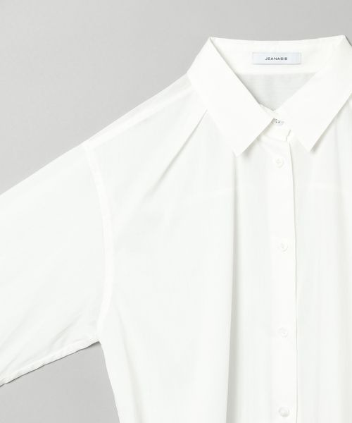 JEANASIS（ジーナシス）の「カットオフレギュラーショートシャツ/191466（シャツ/ブラウス・レディース・ホワイト/ネイビー系/ブルー・FREE）」の13枚目の写真