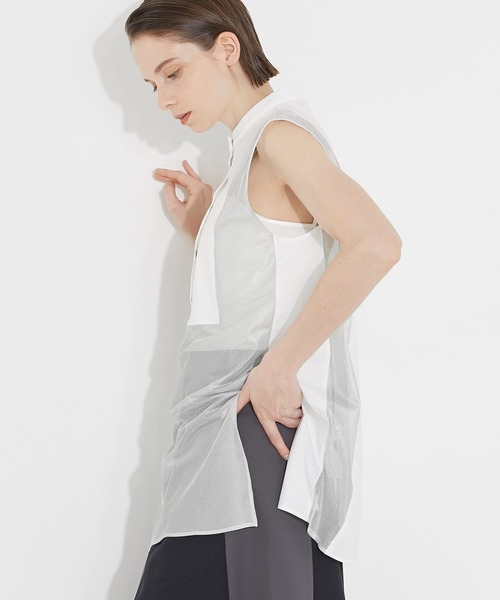 CITY TOKYO（シティトウキョウ）の「メッシュレイヤードシャツ（シャツ/ブラウス・レディース・オフホワイト/ブルー・FREE）」の3枚目の写真