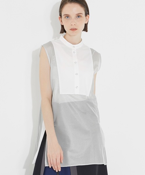 CITY TOKYO（シティトウキョウ）の「メッシュレイヤードシャツ（シャツ/ブラウス・レディース・オフホワイト/ブルー・FREE）」の4枚目の写真