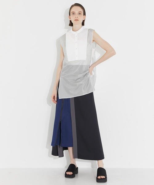 CITY TOKYO（シティトウキョウ）の「メッシュレイヤードシャツ（シャツ/ブラウス・レディース・オフホワイト/ブルー・FREE）」の5枚目の写真