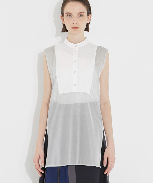 CITY TOKYO（シティトウキョウ）の「メッシュレイヤードシャツ（シャツ/ブラウス・レディース・オフホワイト/ブルー・FREE）」の7枚目の写真