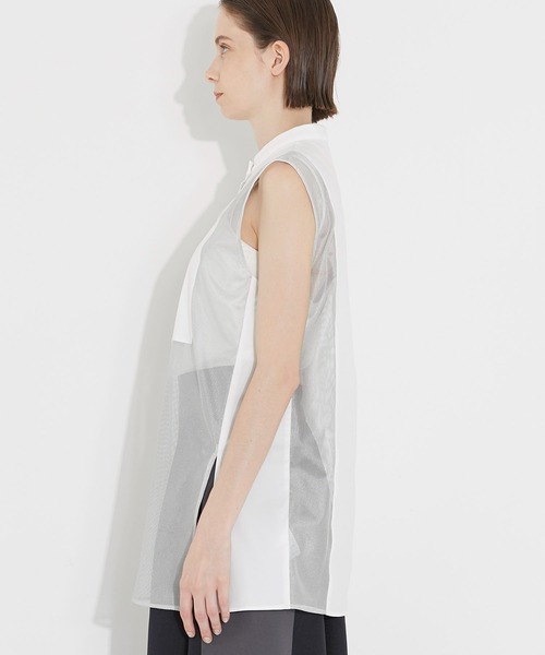 CITY TOKYO（シティトウキョウ）の「メッシュレイヤードシャツ（シャツ/ブラウス・レディース・オフホワイト/ブルー・FREE）」の8枚目の写真