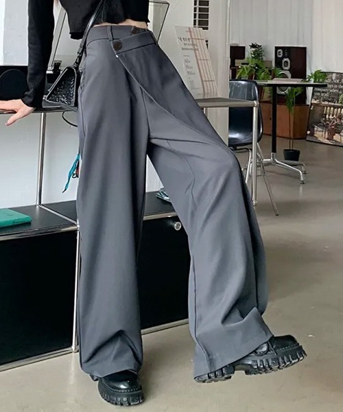 セール】他と差がつくディテール。ワイドスラックスラップパンツ