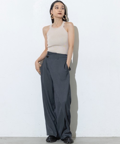 セール】他と差がつくディテール。ワイドスラックスラップパンツ