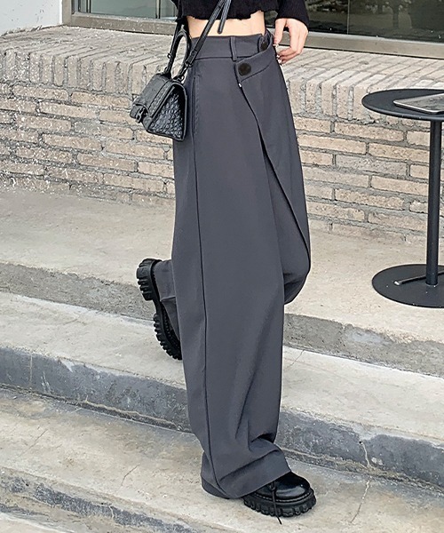 セール】他と差がつくディテール。ワイドスラックスラップパンツ